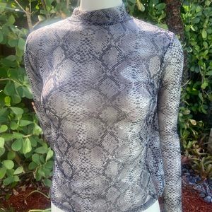 Snake Print Mesh Top
